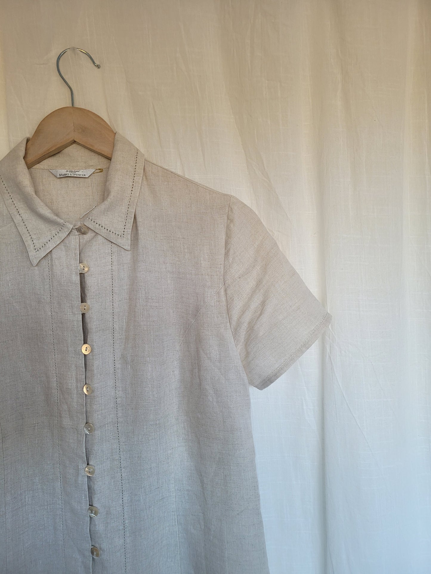 🌊 Soft Breeze - vintage linen dress with buttons (Perfectly Imperfect)  - size M/L