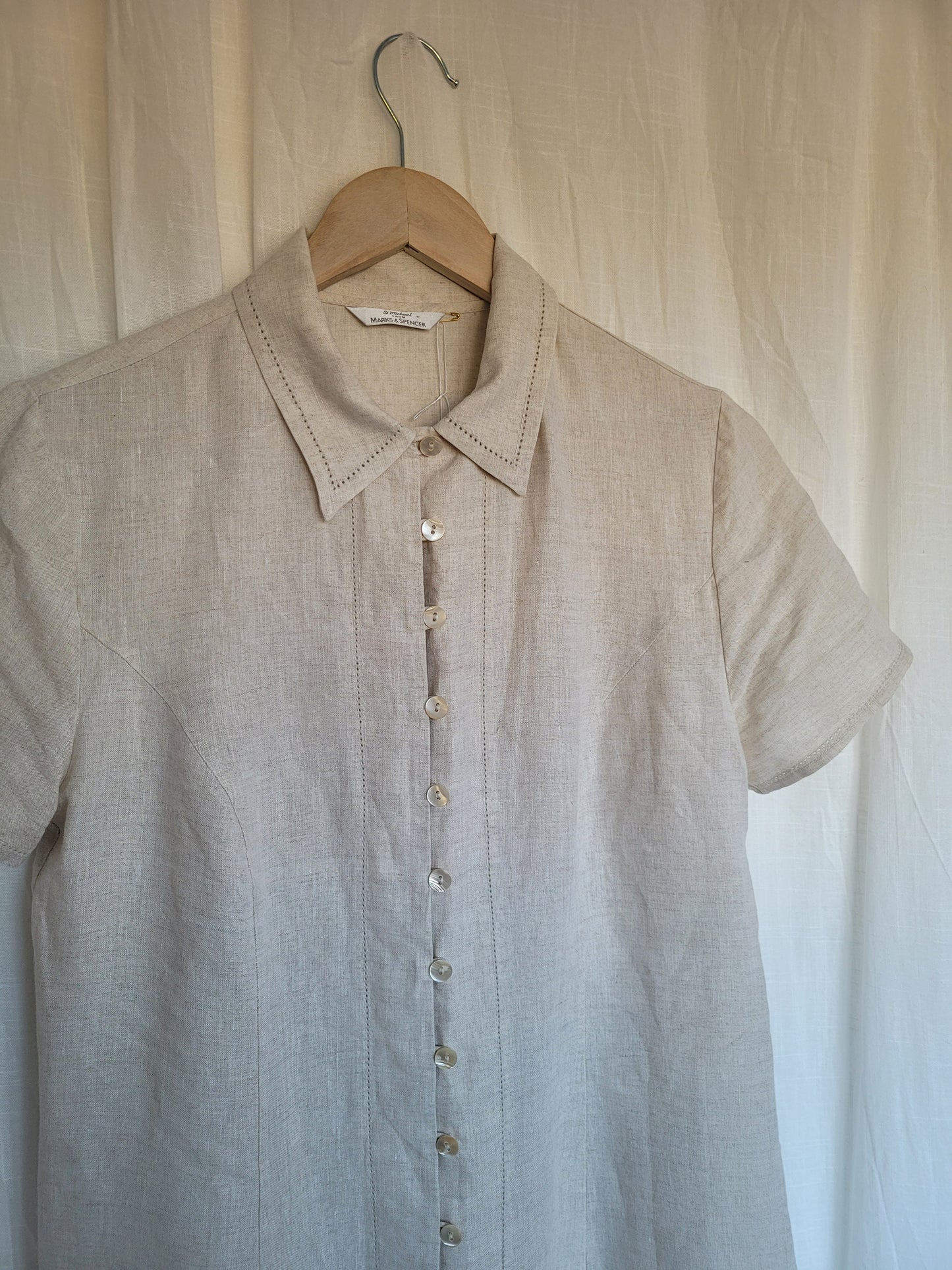 🌊 Soft Breeze - vintage linen dress with buttons (Perfectly Imperfect)  - size M/L