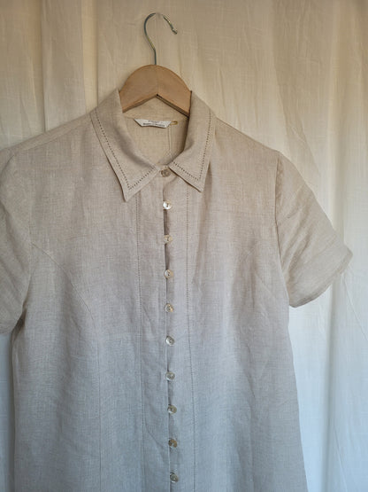 🌊 Soft Breeze - vintage linen dress with buttons (Perfectly Imperfect)  - size M/L