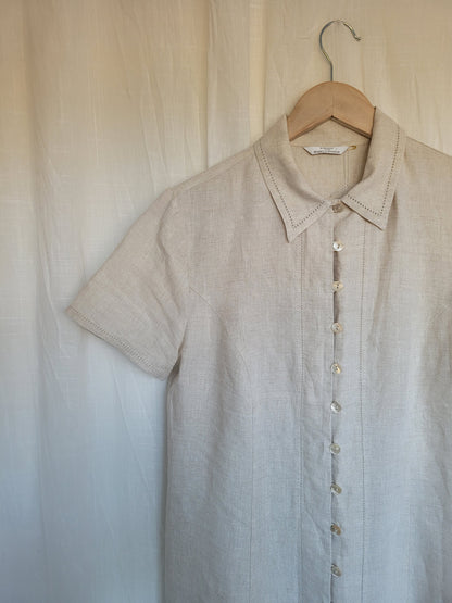 🌊 Soft Breeze - vintage linen dress with buttons (Perfectly Imperfect)  - size M/L