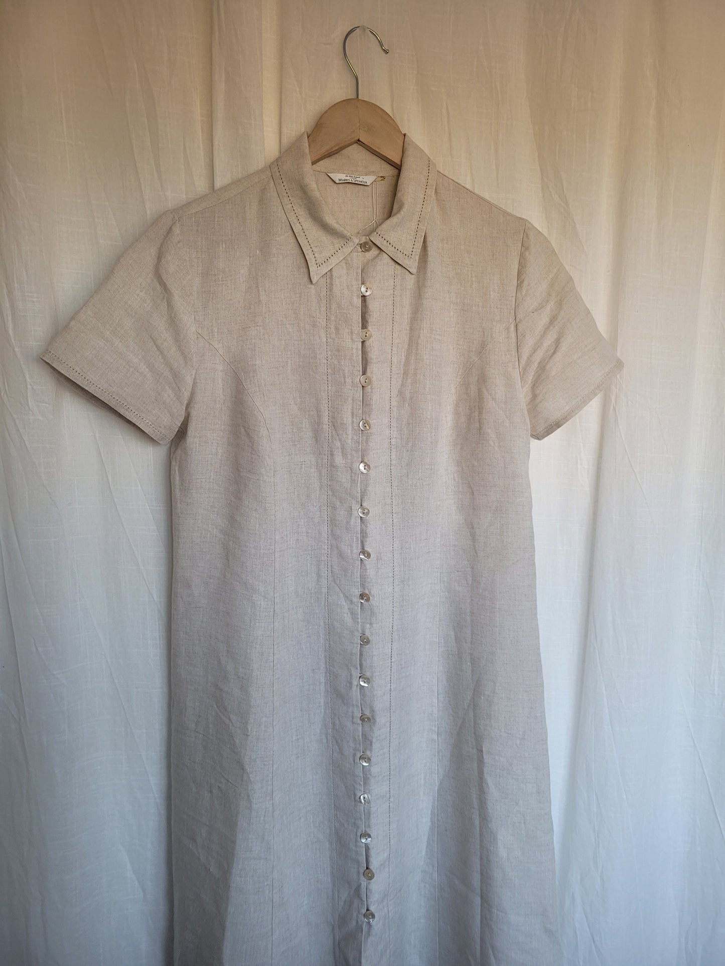 🌊 Soft Breeze - vintage linen dress with buttons (Perfectly Imperfect)  - size M/L