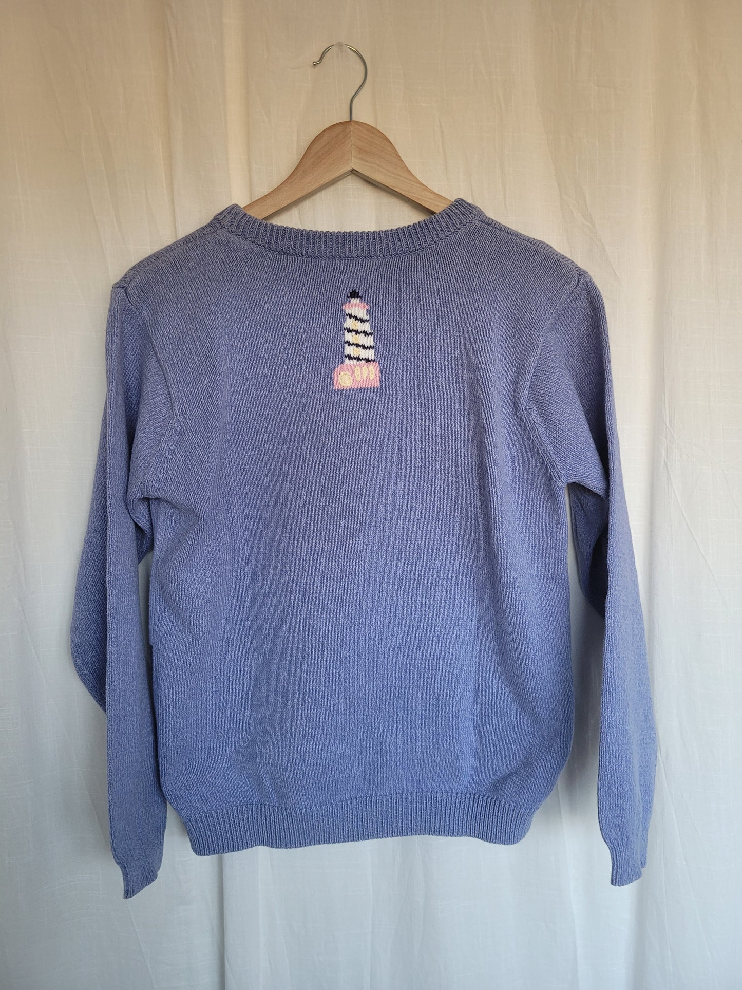 🌊 Seaside Watch - vintage knitted sweater with lighthouses - size S