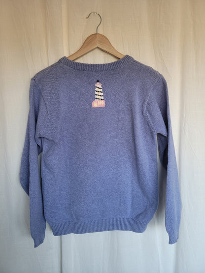 🌊 Seaside Watch - vintage knitted sweater with lighthouses - size S