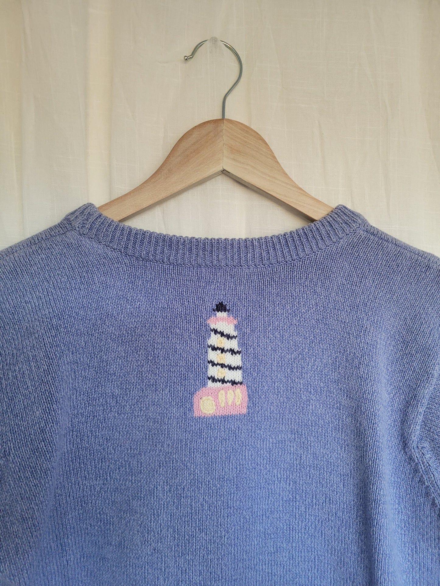 🌊 Seaside Watch - vintage knitted sweater with lighthouses - size S