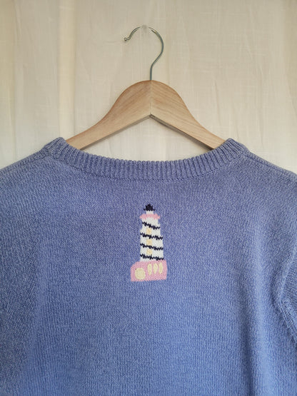 🌊 Seaside Watch - vintage knitted sweater with lighthouses - size S