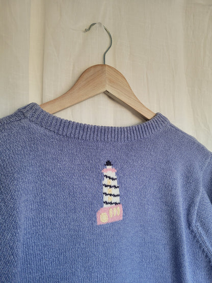 🌊 Seaside Watch - vintage knitted sweater with lighthouses - size S