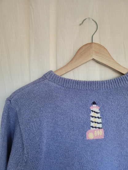 🌊 Seaside Watch - vintage knitted sweater with lighthouses - size S