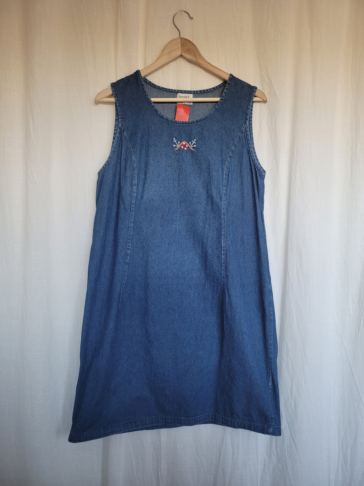 ⚓ The Dockside - vintage denim dress with embroidered details - size M