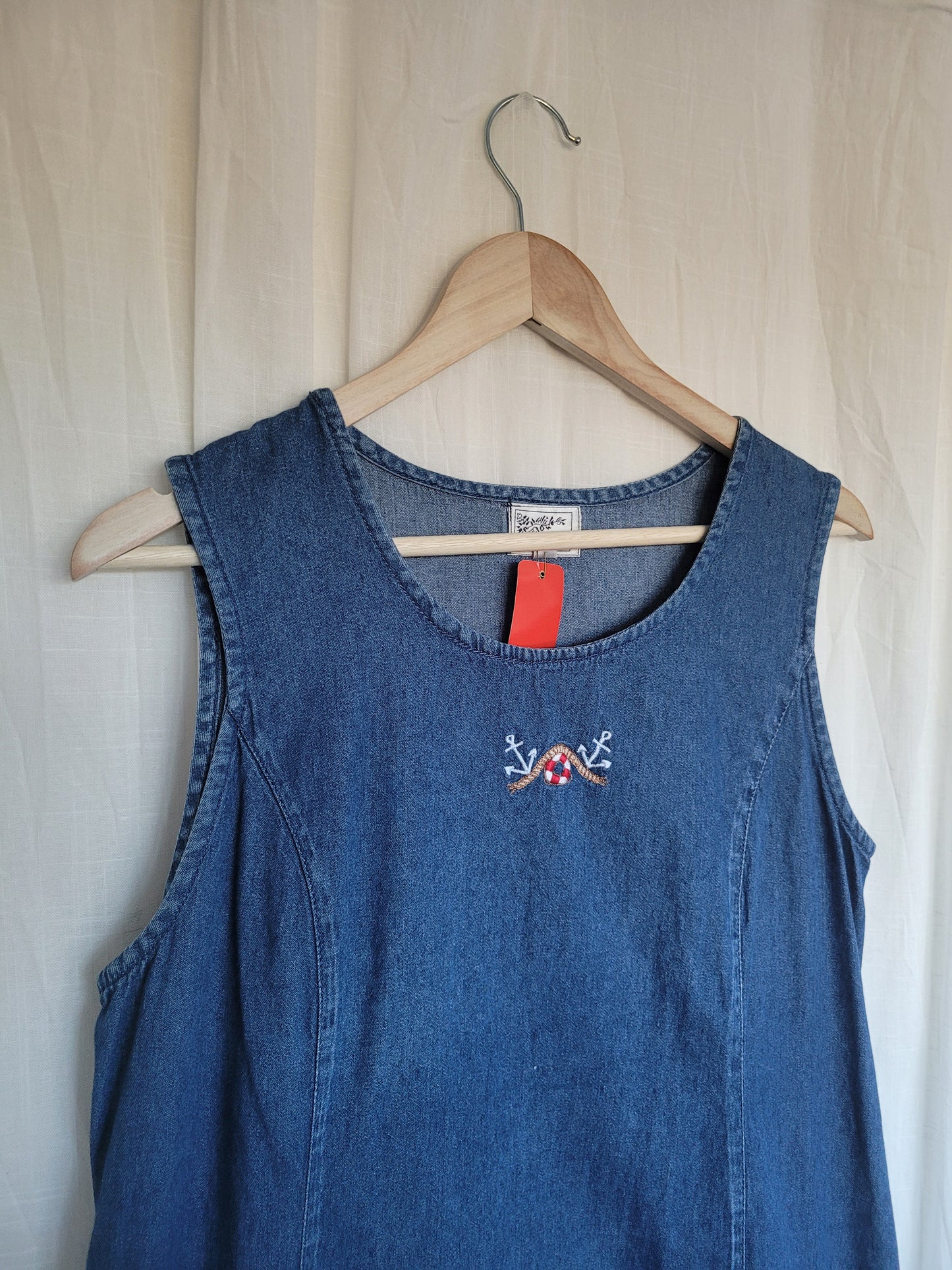 ⚓ The Dockside - vintage denim dress with embroidered details - size M