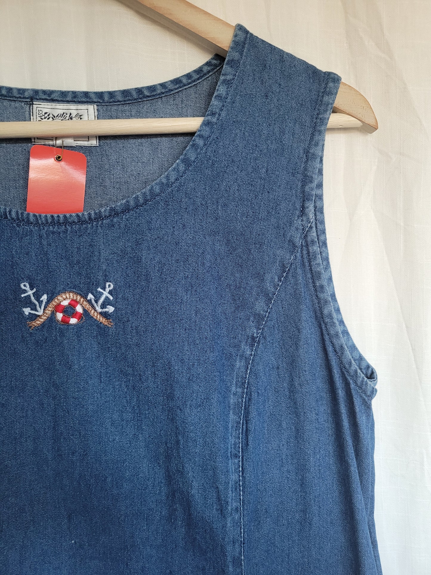 ⚓ The Dockside - vintage denim dress with embroidered details - size M