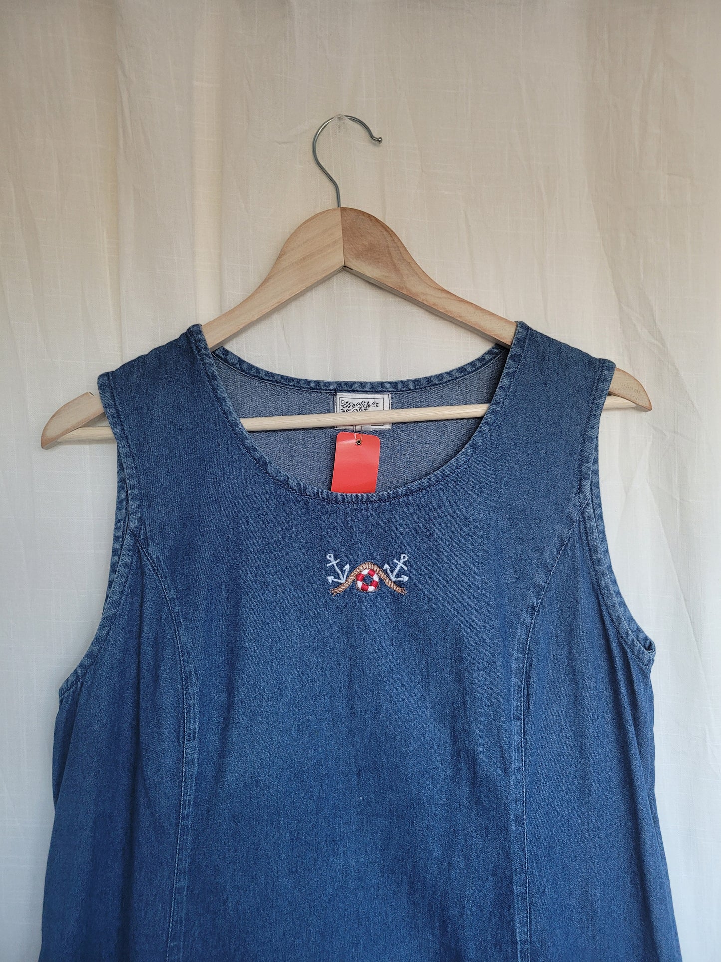 ⚓ The Dockside - vintage denim dress with embroidered details - size M