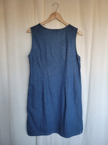 ⚓ The Dockside - vintage denim dress with embroidered details - size M