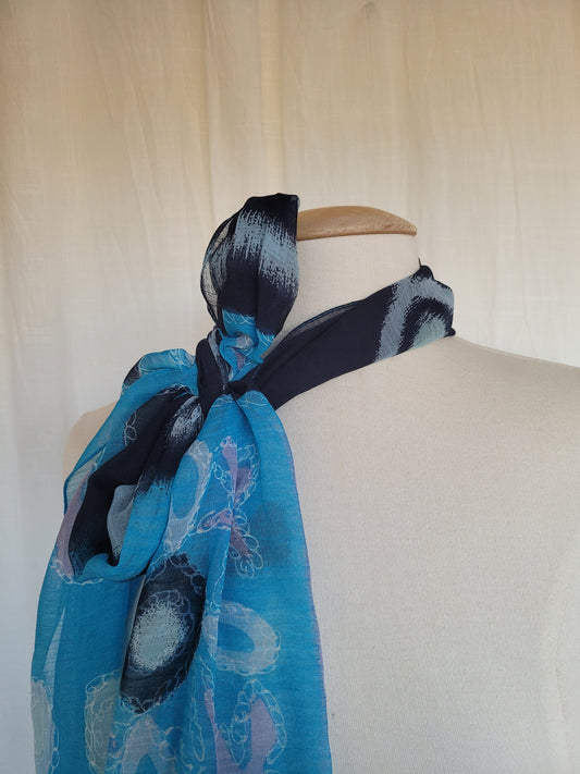 🌬️ Wind Drift - vintage seetrough blue scarf