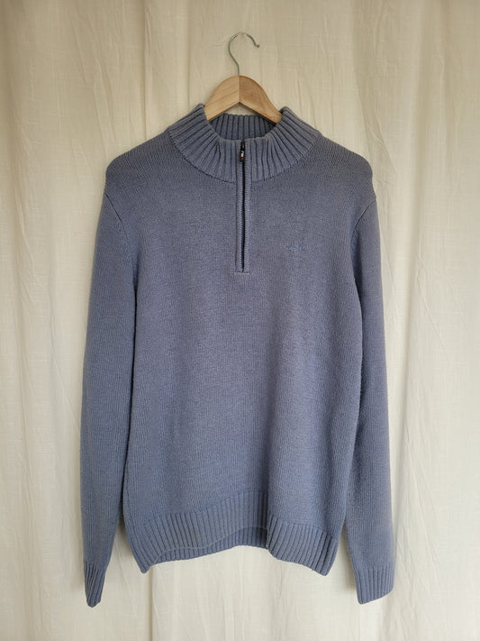 🌊 Harbor Breeze - knitted quarter-zip sweater in lightblue color - size L/XL