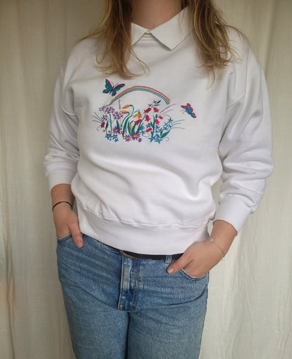 🌸 Bloom & Flutter - vintage Tulchan crewneck sweater with embroidered details - size S