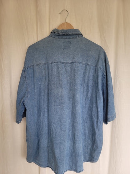 ✨ The Happy Denim - vintage denim shirt with embroidered details - size XL/XXL