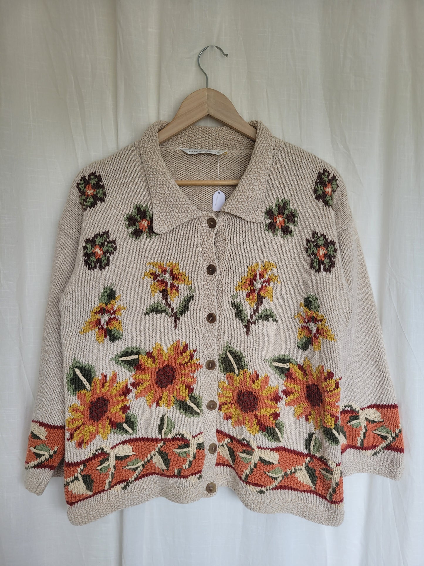 🌼 Sunflower Glow - vintage sunflower cardigan - size M/L