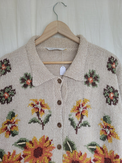 🌼 Sunflower Glow - vintage sunflower cardigan - size M/L