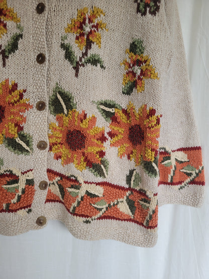 🌼 Sunflower Glow - vintage sunflower cardigan - size M/L