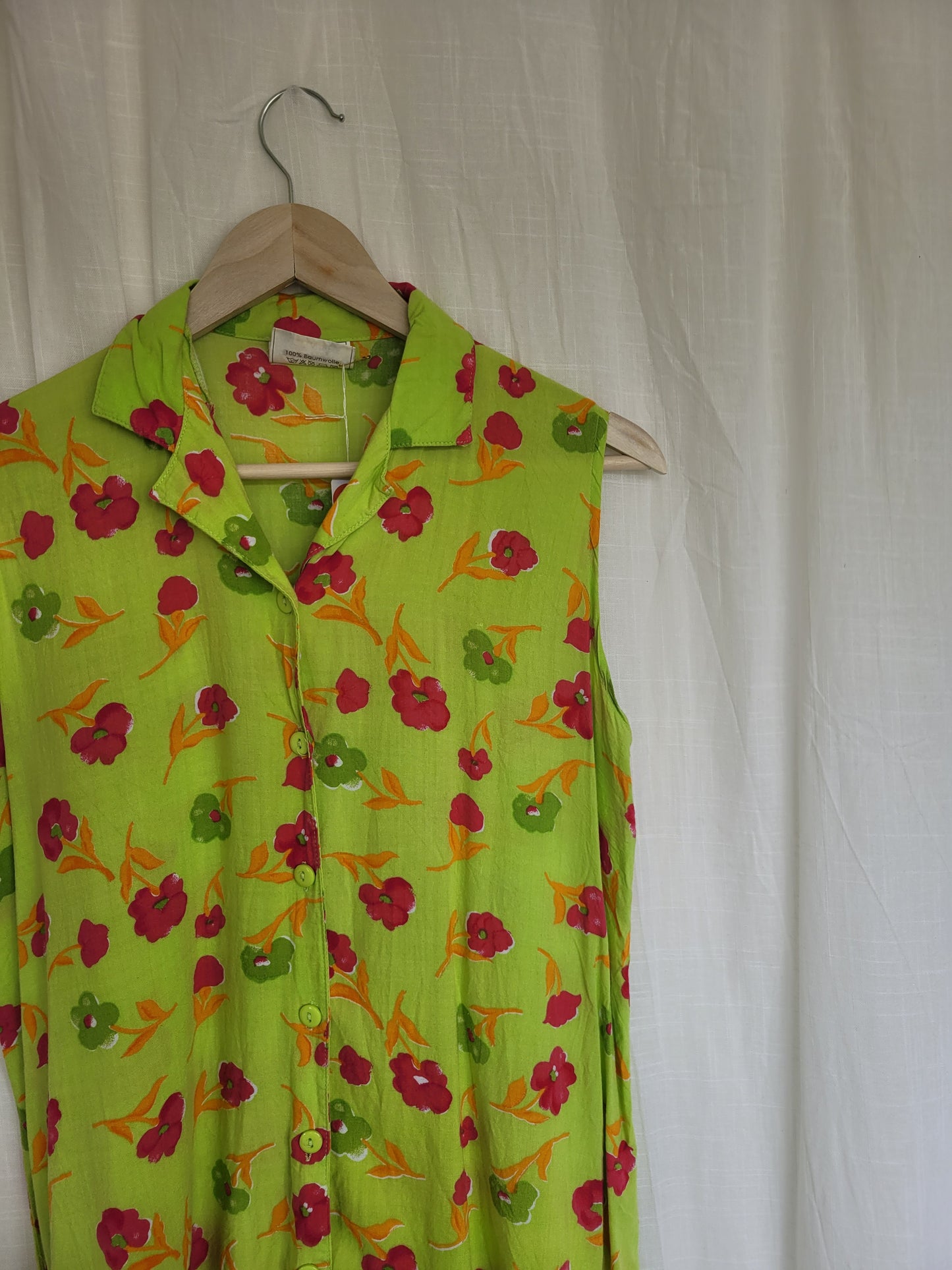 💚 Electric Spring - vintage sleeveless blouse with flower pattern - size M