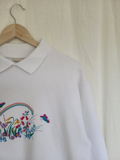 🌸 Bloom & Flutter - vintage Tulchan crewneck sweater with embroidered details - size S