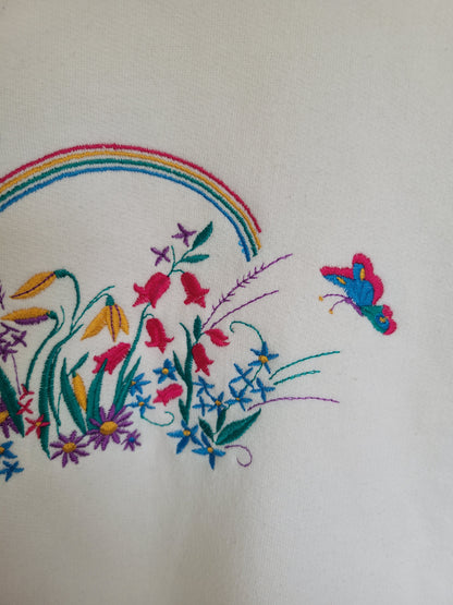 🌸 Bloom & Flutter - vintage Tulchan crewneck sweater with embroidered details - size S