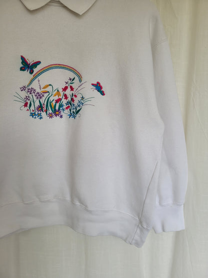 🌸 Bloom & Flutter - vintage Tulchan crewneck sweater with embroidered details - size S