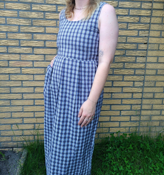 🌾 The Country Lane - vintage checkered long dress - size S