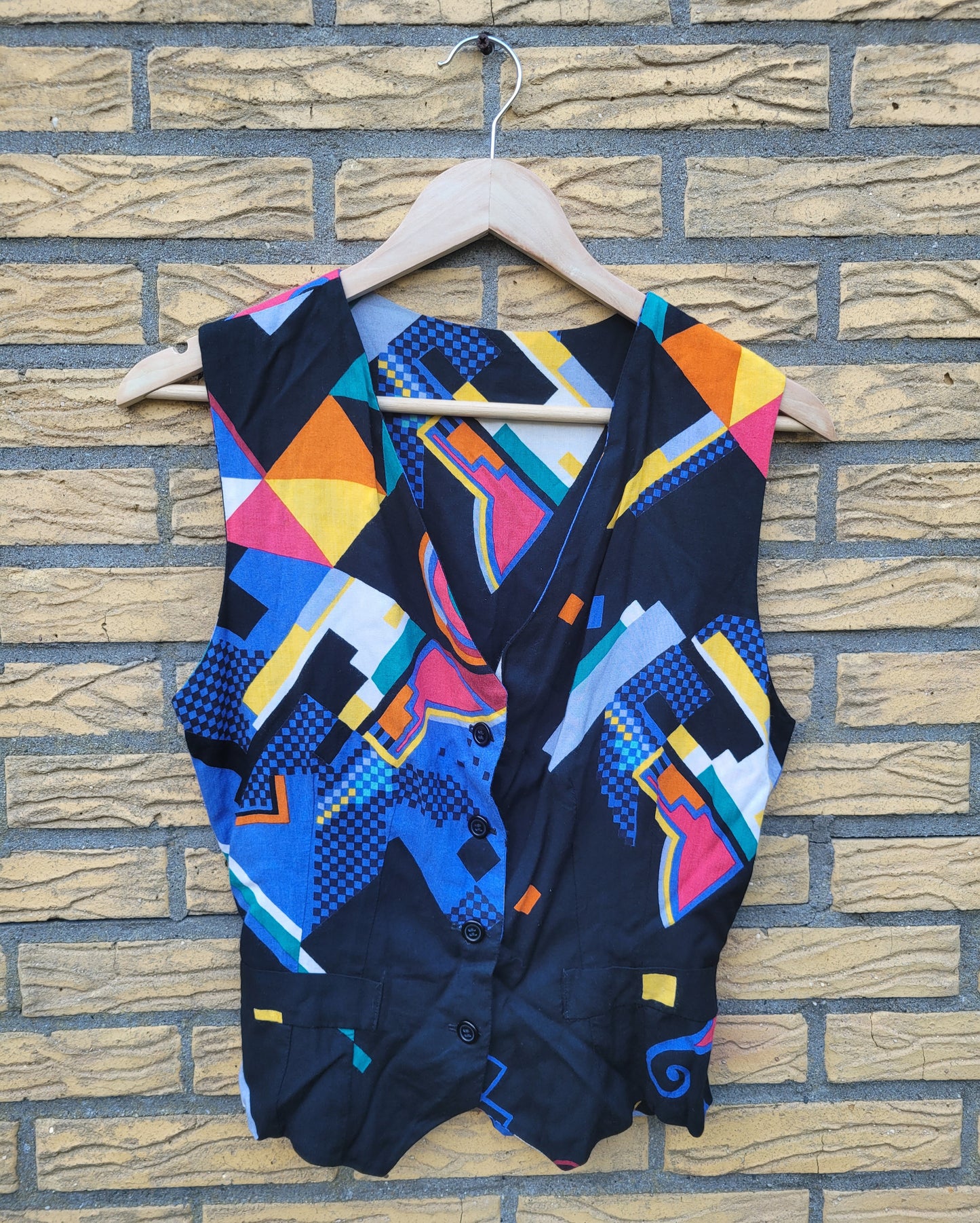 🖌️ The Colour Splash - vintage gilet with abstract pattern - size S/M