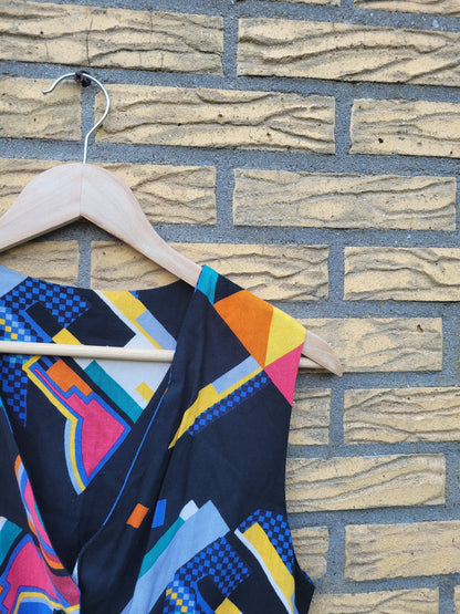 🖌️ The Colour Splash - vintage gilet with abstract pattern - size S/M