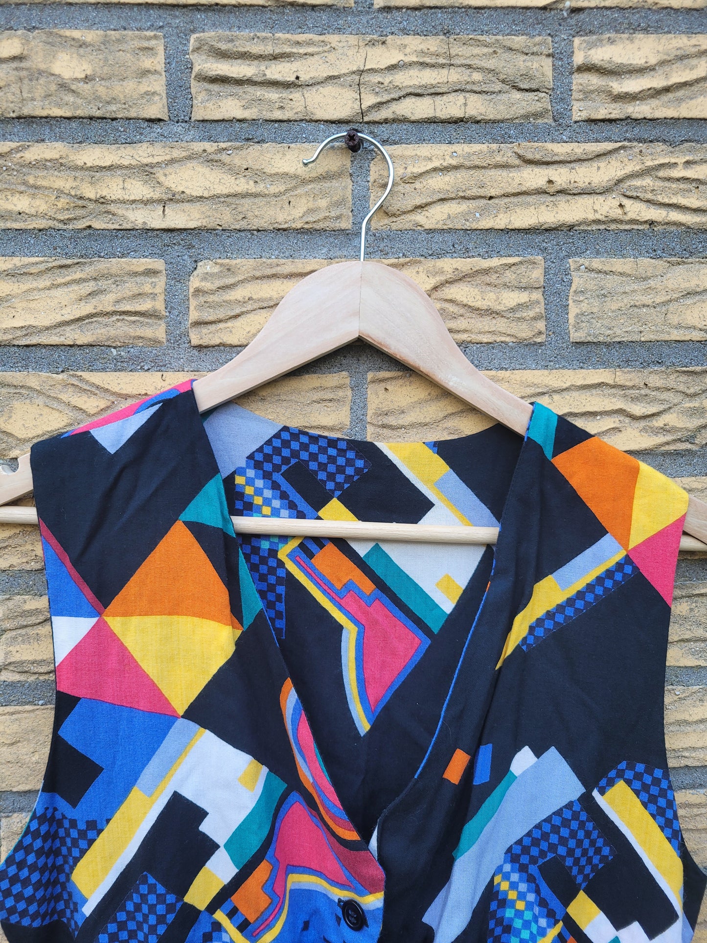 🖌️ The Colour Splash - vintage gilet with abstract pattern - size S/M