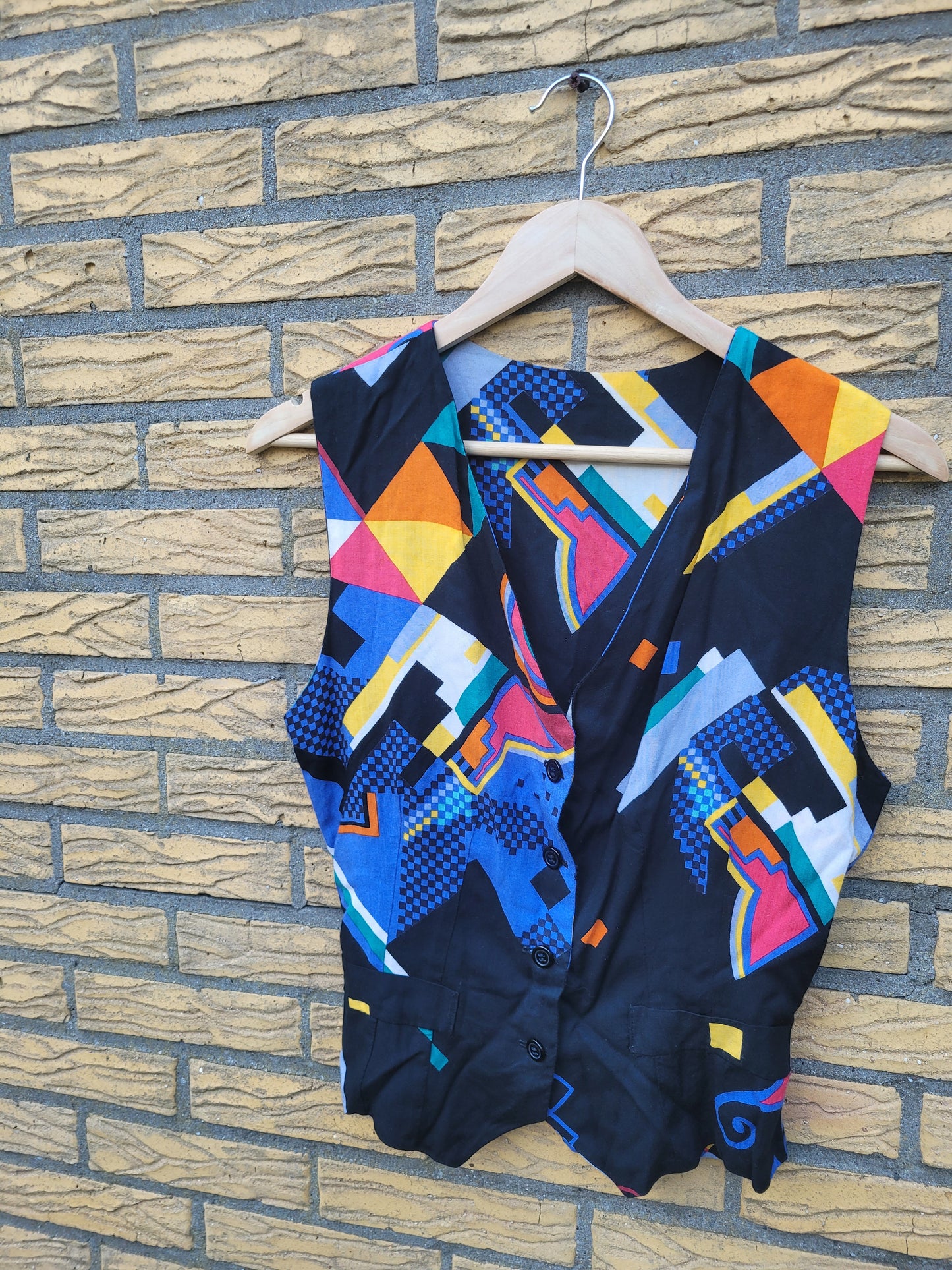 🖌️ The Colour Splash - vintage gilet with abstract pattern - size S/M