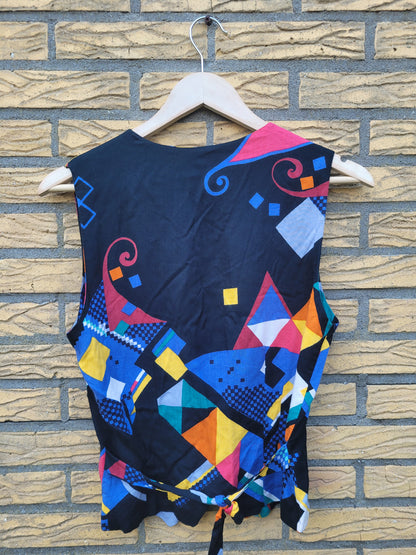 🖌️ The Colour Splash - vintage gilet with abstract pattern - size S/M