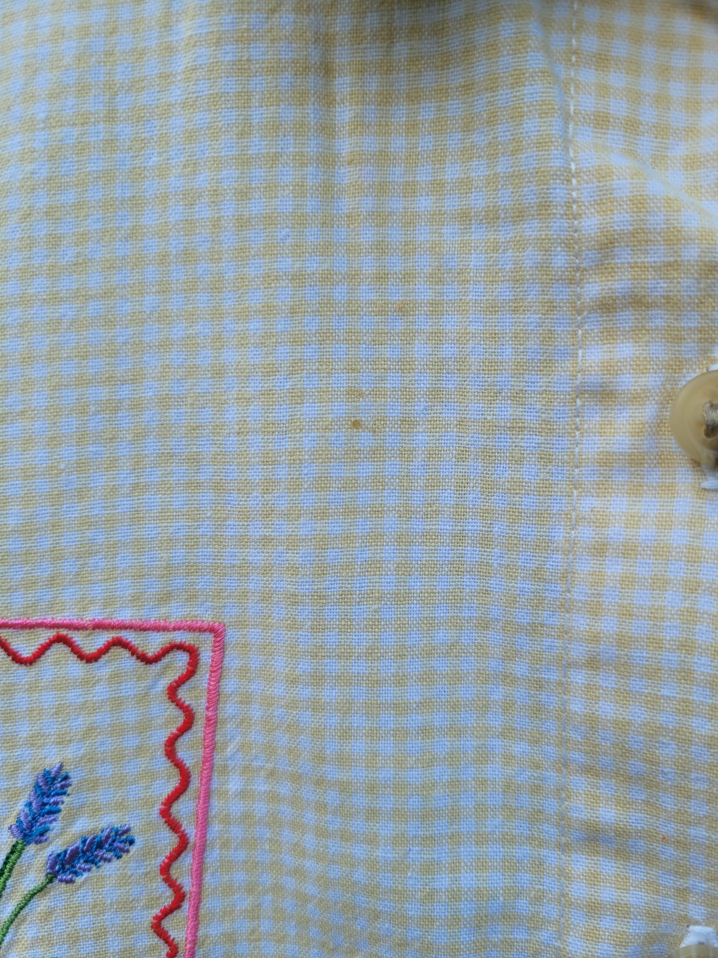 ✨ Sunny Stitch - vintage sleeveless gingham blouse with embroidery - size L