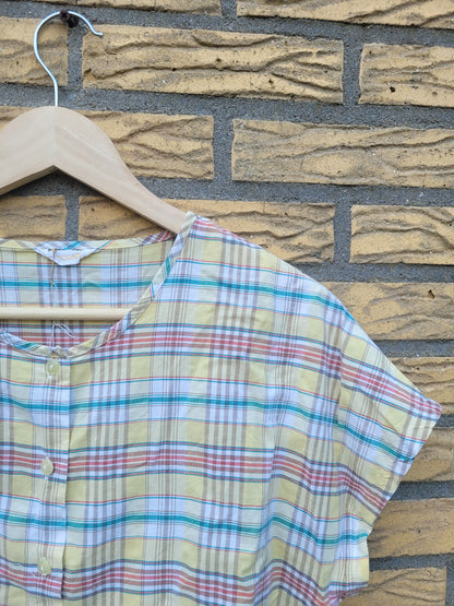 🧺 Cottage Check - vintage butteryellow blouse - size M