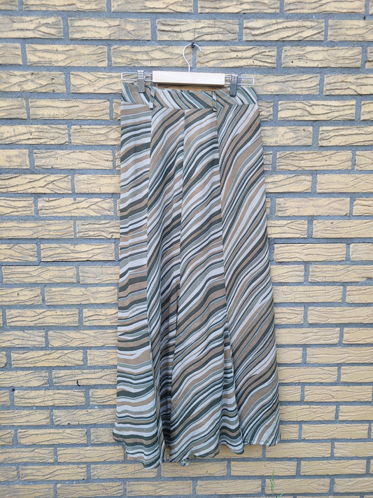 🍂 Forest Lines - flowy vintage skirt in earthy colors - size S/M