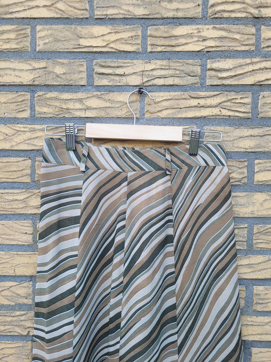 🍂 Forest Lines - flowy vintage skirt in earthy colors - size S/M