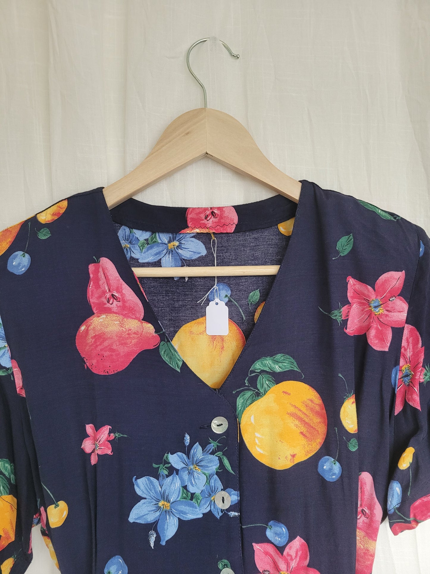 🍐 Picked at Dawn - vintage 90s dress with fruit and flower prints - size M/L