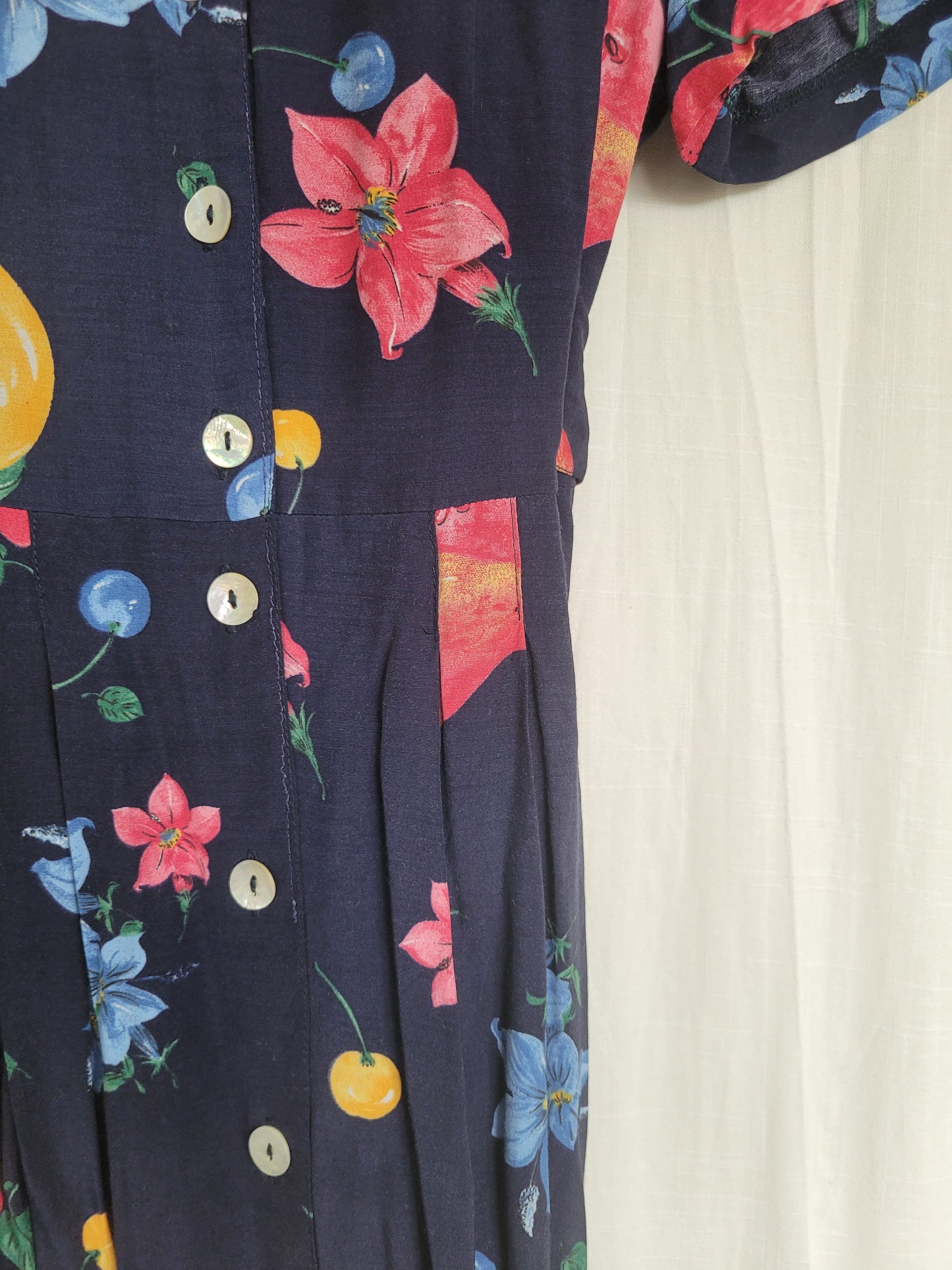 🍐 Picked at Dawn - vintage 90s dress with fruit and flower prints - size M/L
