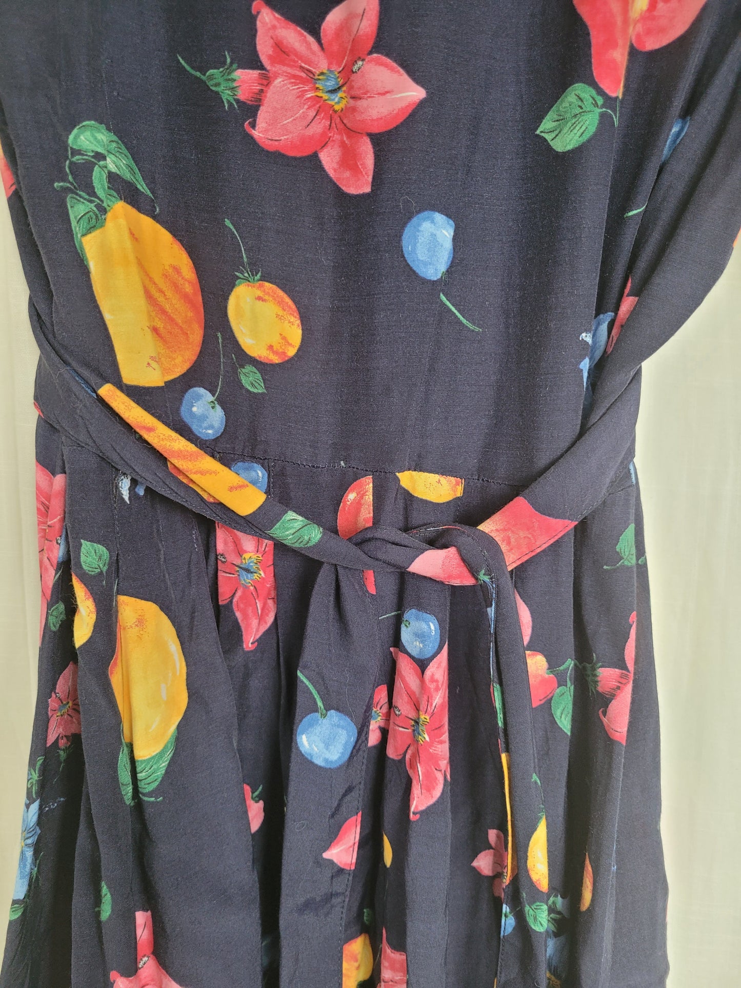 🍐 Picked at Dawn - vintage 90s dress with fruit and flower prints - size M/L
