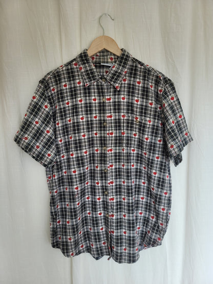 🍎 An Apple a Day... - vintage checked blouse with apple pattern - size XL