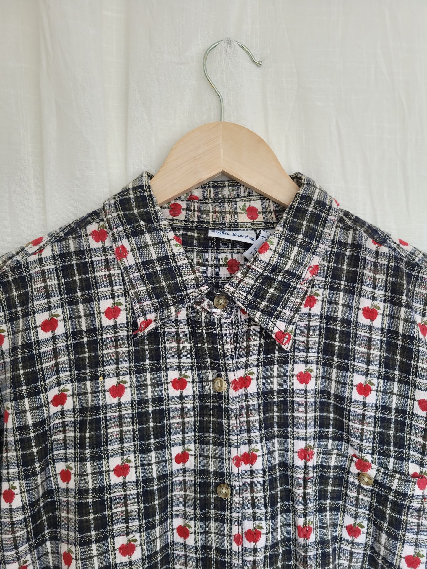 🍎 An Apple a Day... - vintage checked blouse with apple pattern - size XL