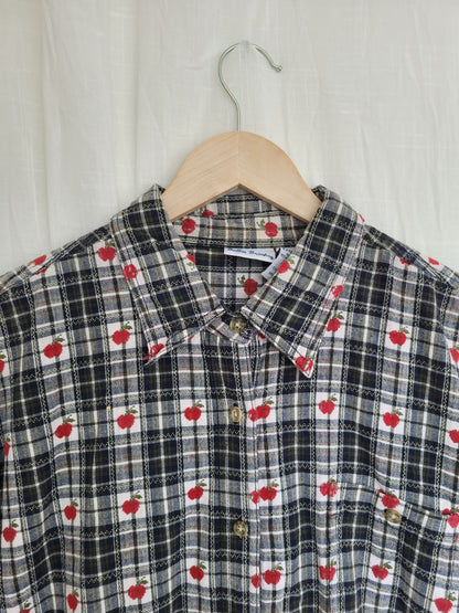 🍎 An Apple a Day... - vintage checked blouse with apple pattern - size XL