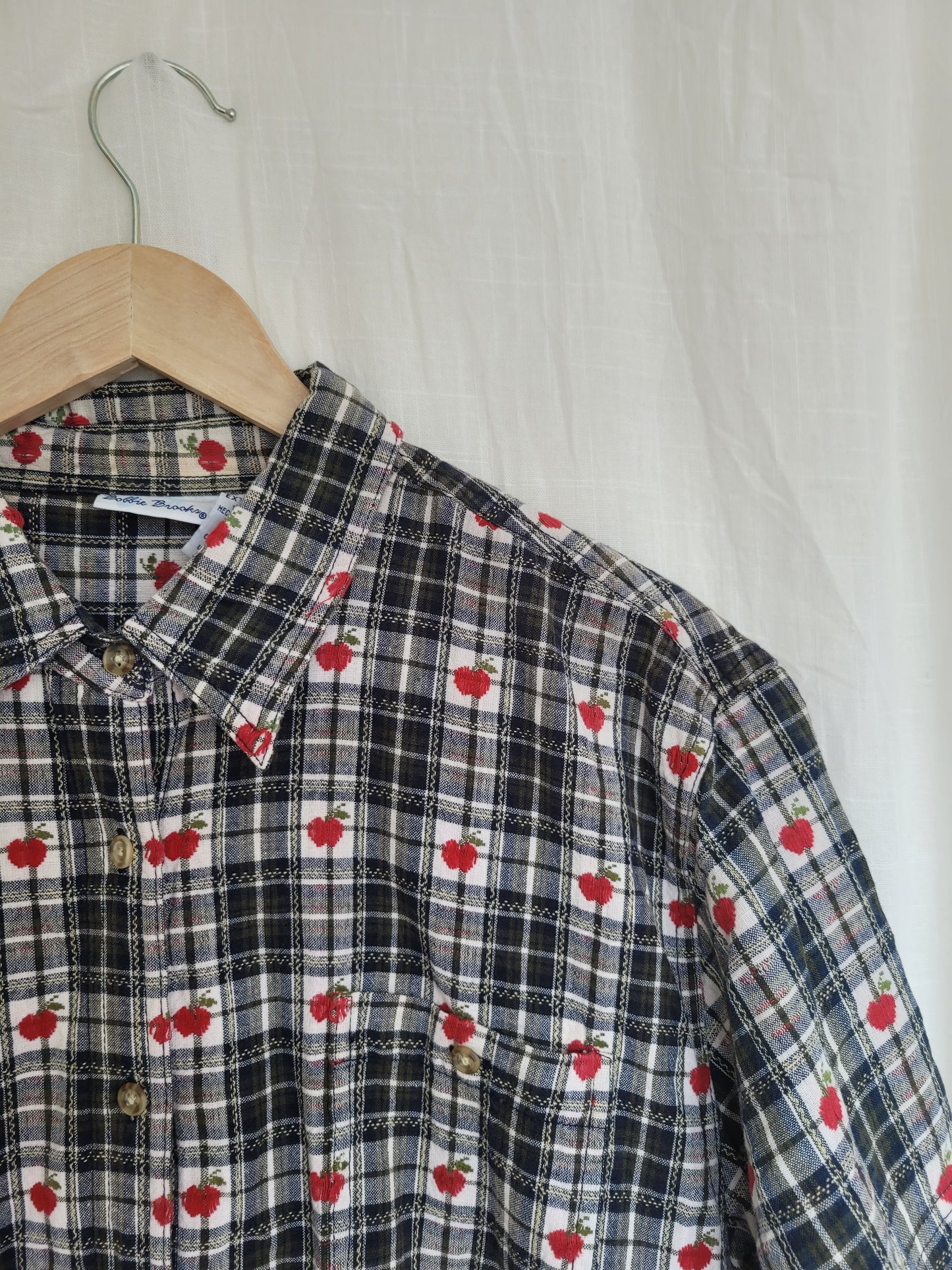 🍎 An Apple a Day... - vintage checked blouse with apple pattern - size XL