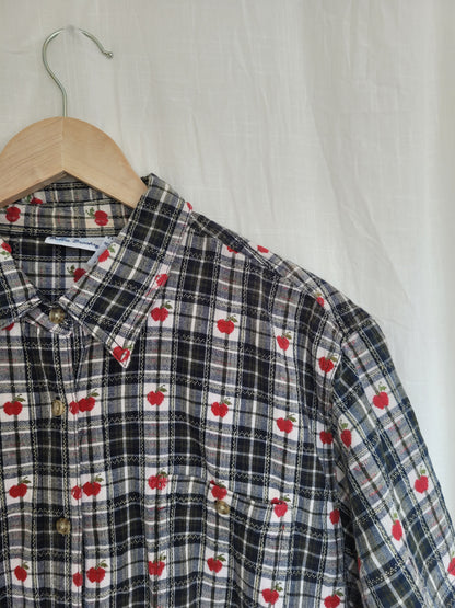 🍎 An Apple a Day... - vintage checked blouse with apple pattern - size XL