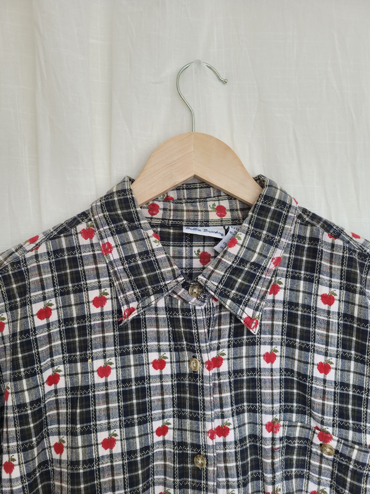 🍎 An Apple a Day... - vintage checked blouse with apple pattern - size XL
