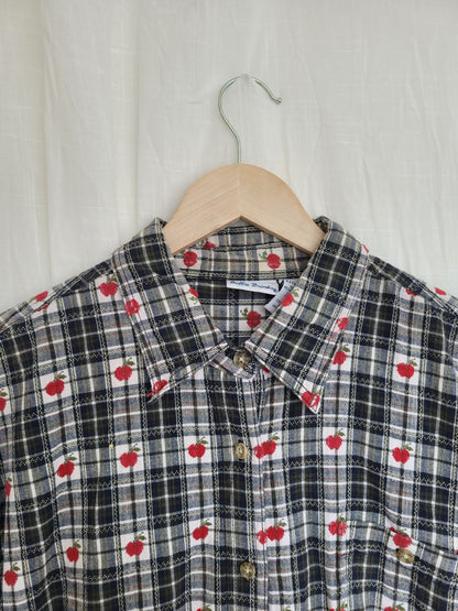 🍎 An Apple a Day... - vintage checked blouse with apple pattern - size XL