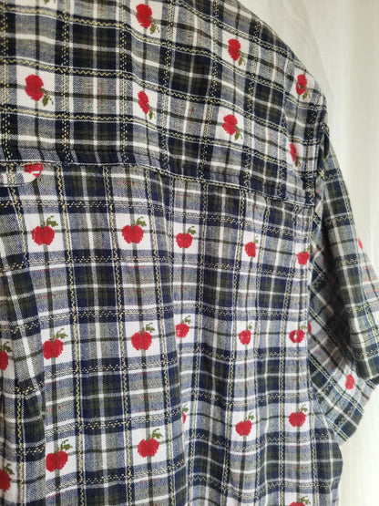 🍎 An Apple a Day... - vintage checked blouse with apple pattern - size XL