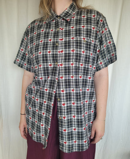 🍎 An Apple a Day... - vintage checked blouse with apple pattern - size XL