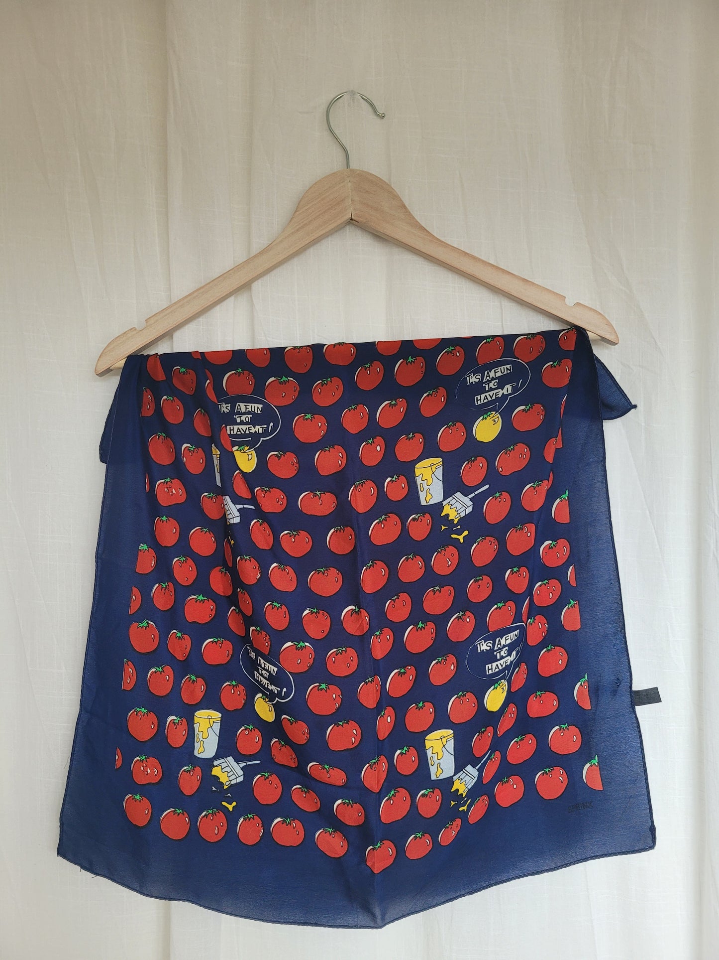🍅 The Painted Tomato - vintage silk scarf with tomato pattern